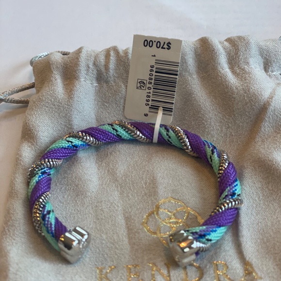 REG $70 KENDRA SCOTT MASIE FULL CUFF BRACELET RHODIUM PERIWINKLE MIX - Picture 2 of 8